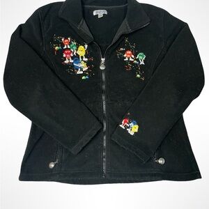 Bradford exchange wearable art M&M’s zip up fleece jacket (2009)size medium